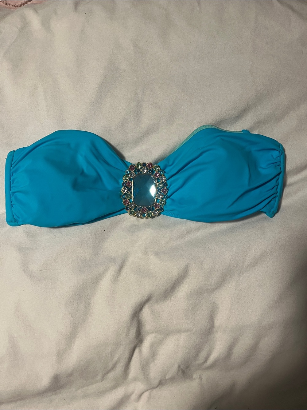 Victoria's Secret Turquoise Bandeau Bikini Top with Center Jewel